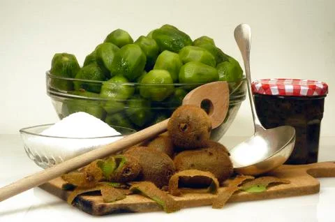To make jam of kiwi Stock Photos