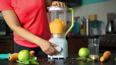 Make juices at home, drinks and healthy diet foods, smoothies, milk, yogurt, 스톡 동영상 334644076