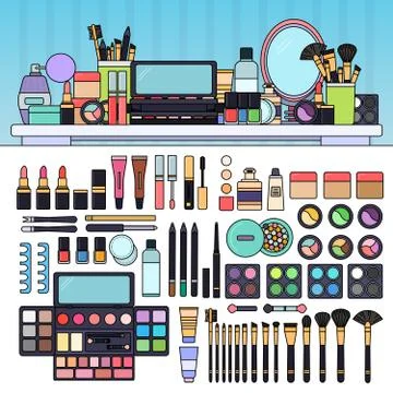 Make up kit in the beauty store Stock Illustration