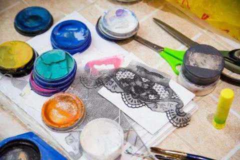 Make-up kit for professional makeup. Eyeshadow palettes, set. Professional make Stock Photos