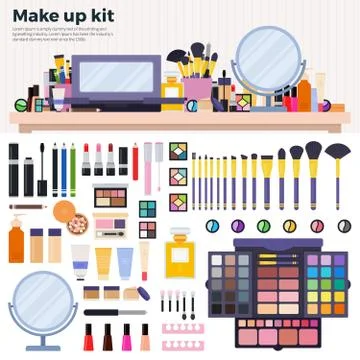 Make up kit on the table Stock Illustration