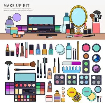 Make up kit on the table Illustrazione stock
