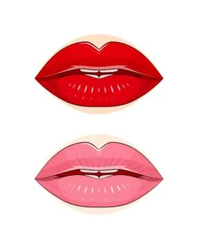Make-up. Lips with pomade. Stock Illustration