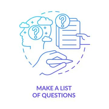 Make list of questions blue gradient concept icon Stock Illustration