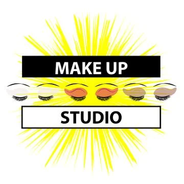 Make up logo with eyes isolated on white background Stock Illustration