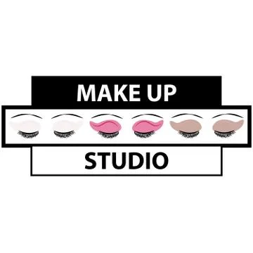 Make up logo with eyes isolated on white background. Beauty and fashion Stock Illustration