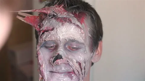 Make up making monster zombie Stock-Footage 66578370