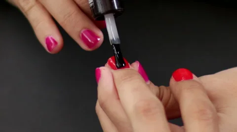 Make Up Making Red Nails Glossy Stock-Footage 42244221