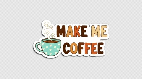 Make Me Coffee Wiggle Sticker, Doodle Style Video stock 321056609