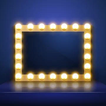 Make up mirror with light. Vector artist dressing room. Make-up mirror Stock Illustration