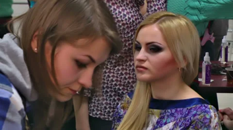 Make Up Models 1 Stock Footage 37606732