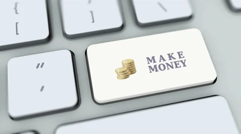 Make money button on computer keyboard. Key is pressed, click for HD Stock Footage 35647024