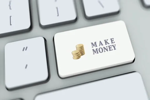 Make money button on computer keyboard. Key is pressed, click for HD Stock Footage 35648493