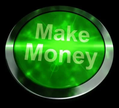 Make Money Button Green Showing Startup Business 3d Rendering Stock Illustration