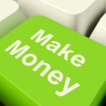 Make money computer key in green showing startup business and wealth Stock Illustration
