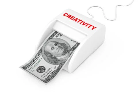 Make Money with Creativity Concept. Money Maker Creativity Machine with Dolla Stock Illustration
