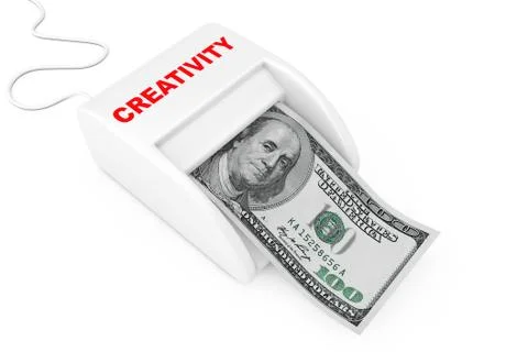 Make Money with Creativity Concept. Money Maker Creativity Machine with Dolla Stock Illustration