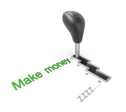 Make money gearshift concept isolated on white Stock Illustration