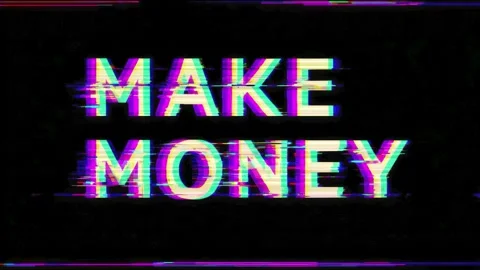 Make money glitch text typography jittering rgb displacement on black cente.. Stockbeeldmateriaal 339791589