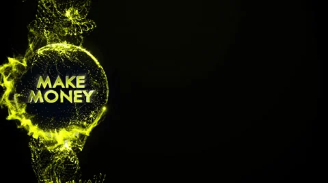 MAKE MONEY Gold Text in Particles Stock Footage 34913203