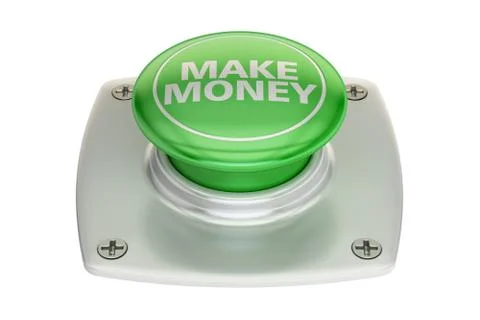 Make money green button, 3D rendering Illustrazione stock