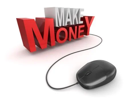 Make money text and computer mouse Stock-Illustration