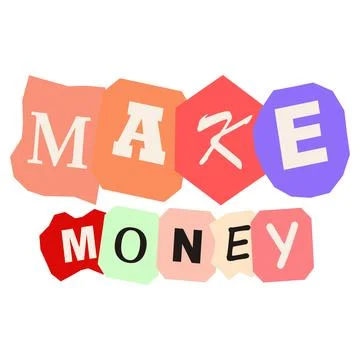 Make money text cutout vector illustration isolated on white background Stock Illustration