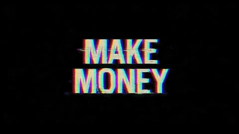 Make money text glitching jittering and flickering centered on black backgr.. Stock Footage 339791586