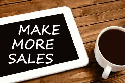Make more sales words on tablet pc 스톡 사진