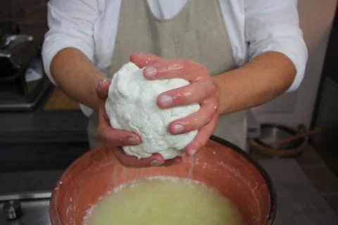 Make mozzarella chesse, handmade Stock Photos