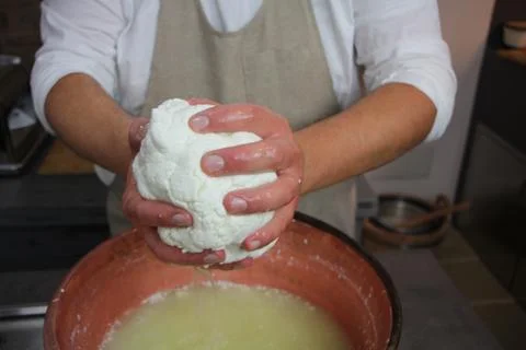 Make mozzarella chesse, handmade Stock Photos