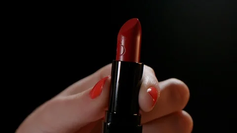 MAKE-UP - Opening Red Lipstick Stock Footage