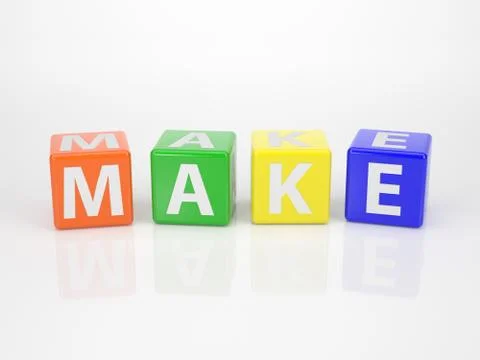 Make out of multicolored letter dices Stock Illustration