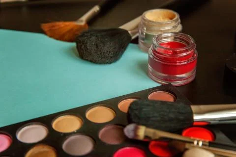 Make-up palette and tools Stock Photos