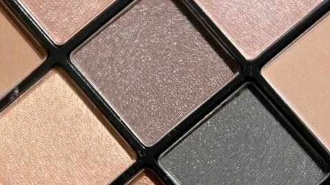 Make up palette set. Professional multicolor eyeshadow palette. Stock Footage 158974810