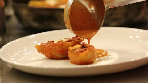 To make pasta with beef  11 Stock Footage 312940162