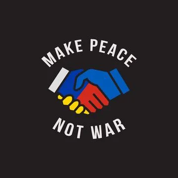 Make a peace not war design, with ukrainian and russian handshake vector design Stock Illustration