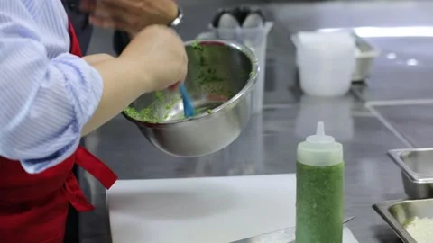Make pesto sauce 2 Stock Footage 312956473