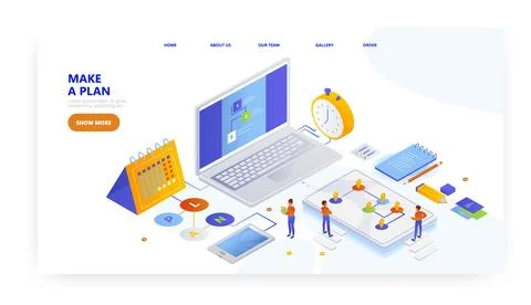 Make a plan, landing page design, website banner vector template. Schedule 库存插图