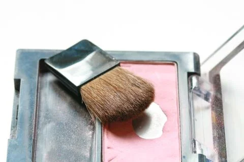 Make up powder and brush Foto stock