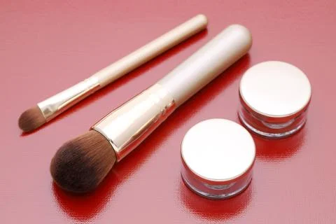 Make up powder and brush Stock Photos