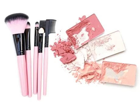 Make up powder in box. Blush make up tool. Stock Photos