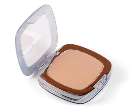 Make-up powder in box isolated on white background Stock Photos