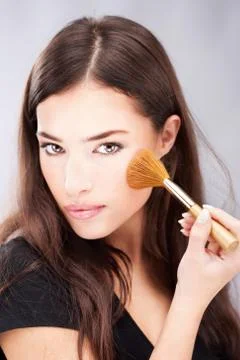 Make up with powder brush Stock Photos