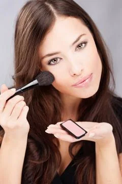 Make up with powder brush Stock Photos
