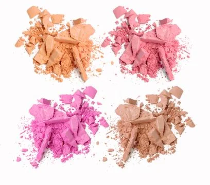 Make up powder set. Isolate mixed color powder cosmetic. Stock-Fotos