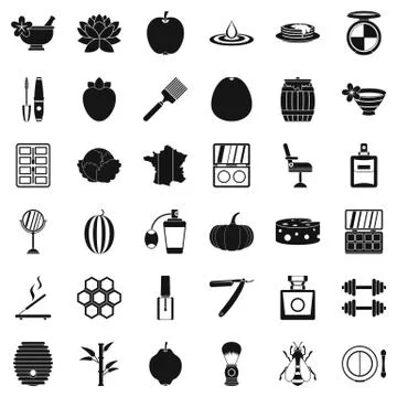 Make up product icons set, simple style Illustrazione stock