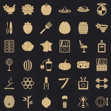 Make up product icons set, simple style Illustrazione stock