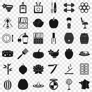 Make up product icons set, simple style Illustrazione stock