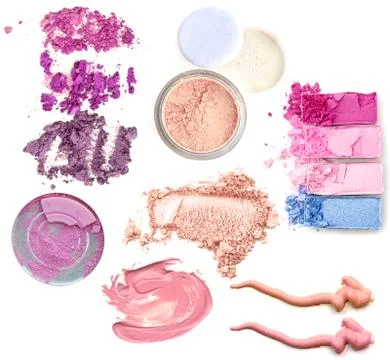 Make up products collection on white background Foto stock